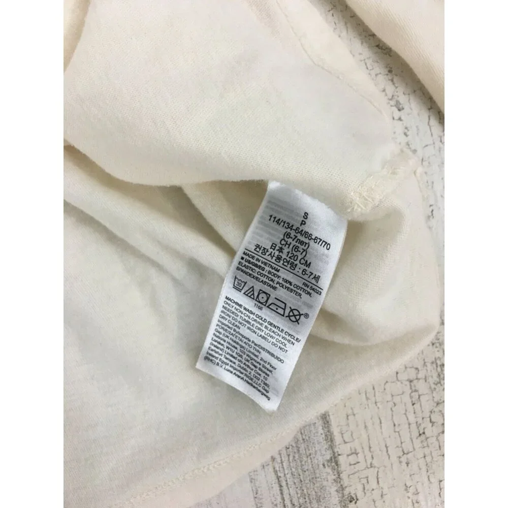 Gap Kids Sz S 6 7 Long Sleeve Smocked Shirt Cream